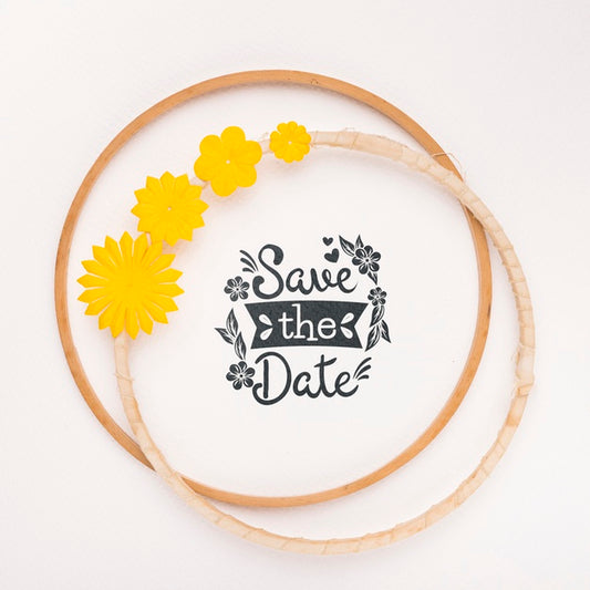 Free Circular Frames With Flowers Save The Date Mock-Up Psd