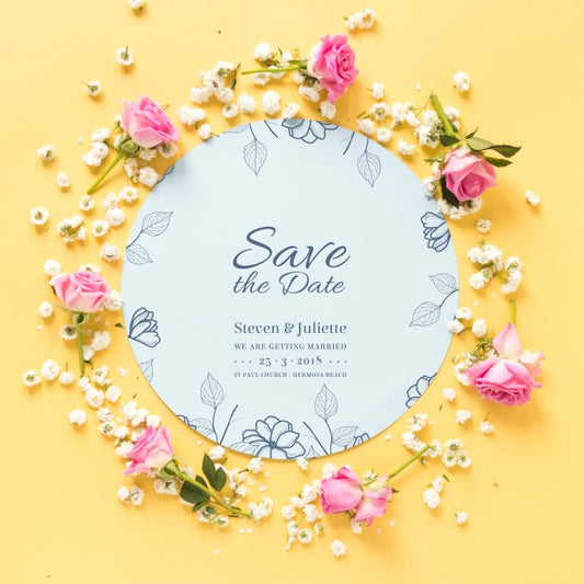 Free Circular Paper Mockup With Wedding Concept Psd
