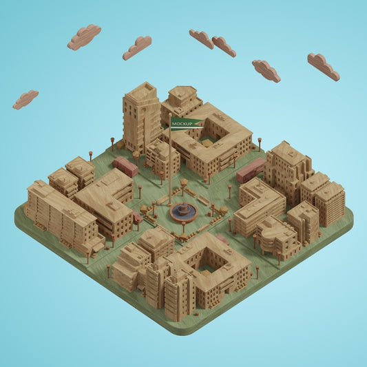 Free Cities 3D Miniatures Model Psd