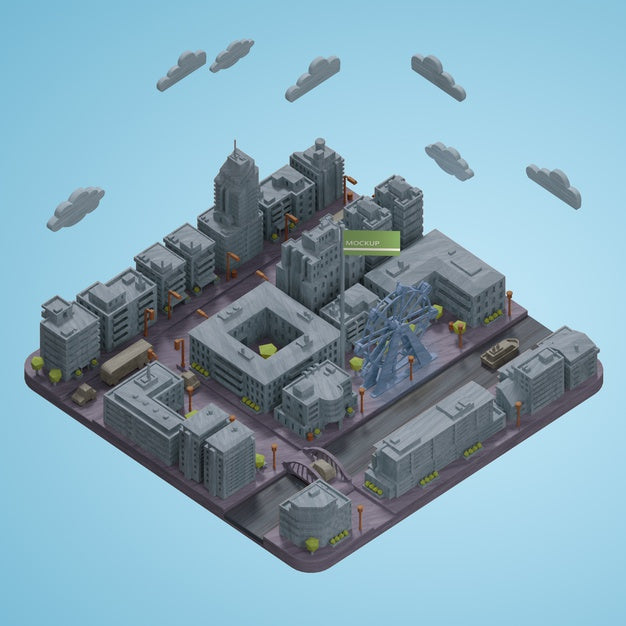 Free Cities Miniatures Model Mock-Up Psd