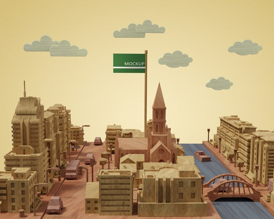 Free Cities World Day 3D Buildings Model Psd