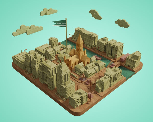 Free Cities World Day Buildings Model Psd