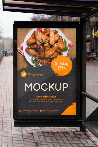 Free City Food Billboard Mock-Up Psd