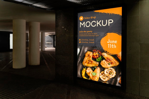 Free City Food Billboard Mock-Up Psd