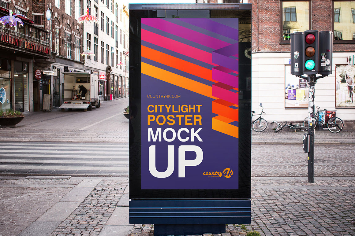Free Citylight Poster Psd Mockup In 4K