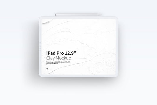 Free Clay Ipad Pro 12.9” Mockup, Landscape Front View