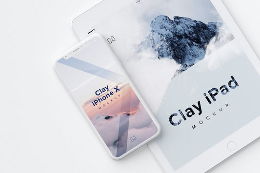Free Clay and White iPhone X and iPad (Mockup)