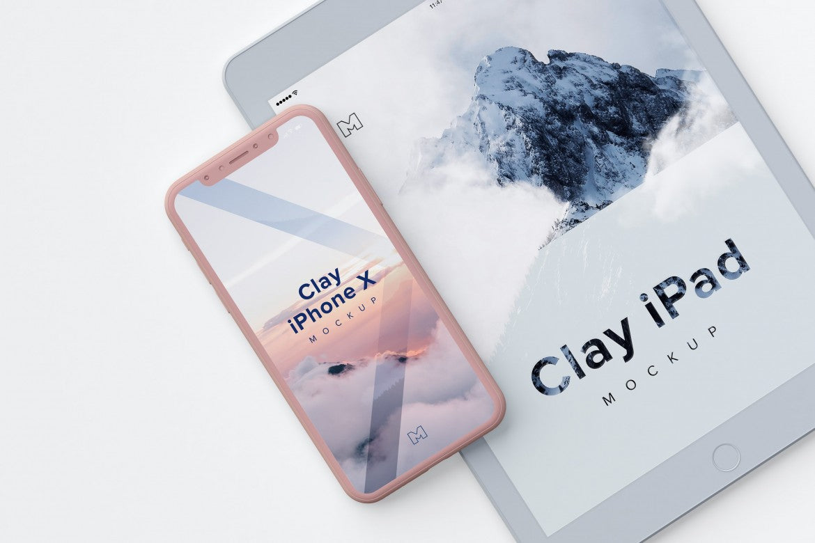 Free Clay and White iPhone X and iPad (Mockup)