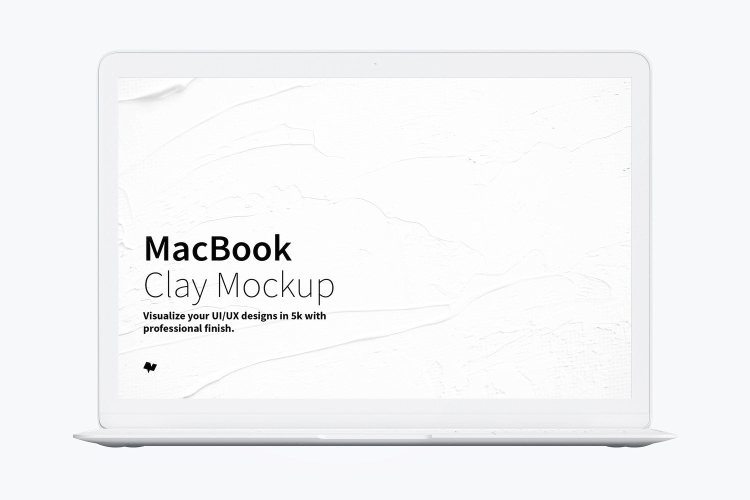 Free Clay Macbook Mockup, Front View