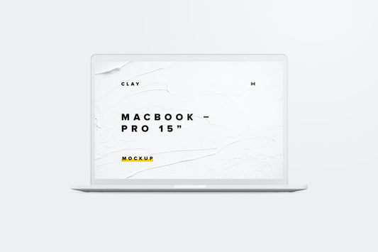 Free Clay Macbook Pro 15" With Touch Bar, Front View Mockup
