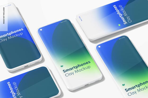 Free Clay Smartphones Mockup Set Psd