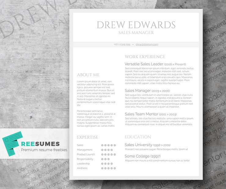 Free Classic Conservative Grey and White CV Resume Template in Clean Text Style in Microsoft Word (DOC) Format
