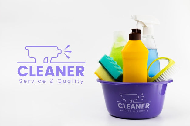 Free Cleaner Service And Quality Products In A Bucket Psd