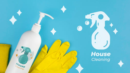 Free Cleaning Lotion And Protection Gloves House Cleaning Psd