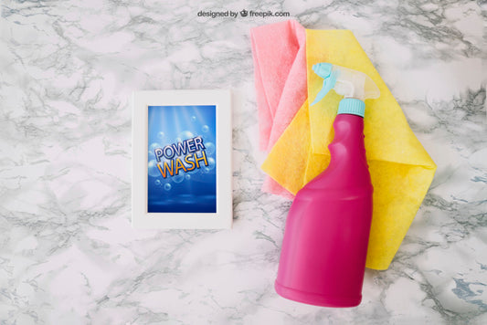 Free Cleaning Mockup With Spray Bottle Psd