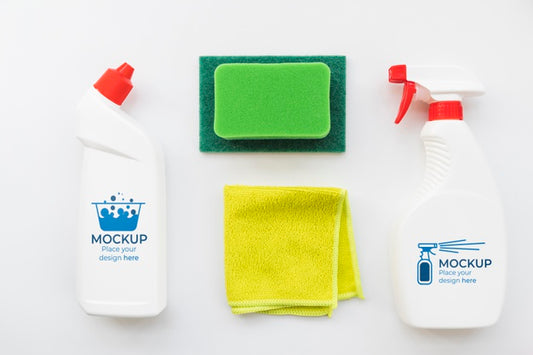 Free Cleaning Products Arrangement Above View Psd