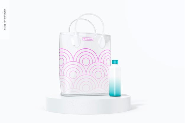Free Clear Bag Mockup, Front View Psd