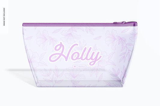 Free Clear Cosmetic Bag Mockup, Front View Psd