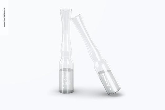 Free Clear Glass Ampoule Mockup, Leaned Psd