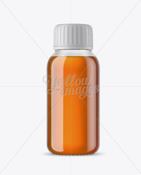 Free Clear Glass Bottle With Orange Syrup Mockup