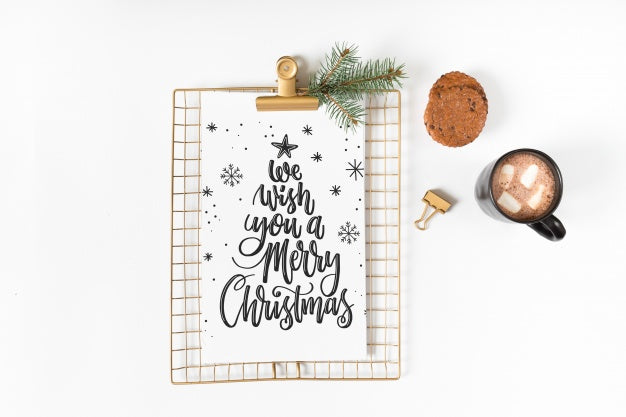 Free Clipboard Mockup With Christmas Composition Psd