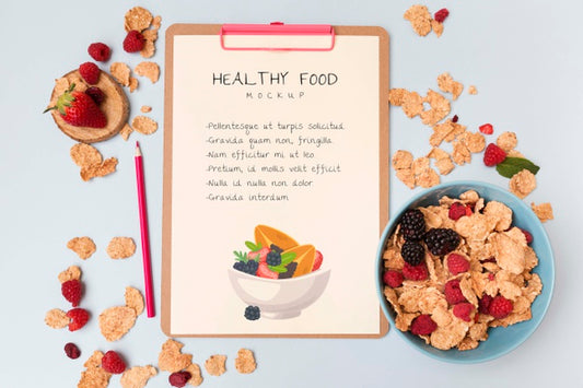 Free Clipboard With Cereals And Fruits Psd
