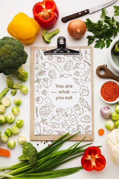 Free Clipboard With Healthy Vegetables Psd