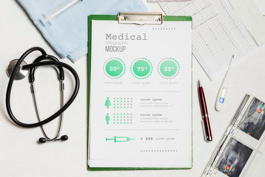 Free Clipboard With Medical Elements Mock-Up Psd