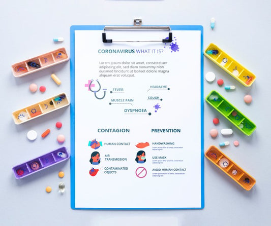 Free Clipboard With Pills On Table Psd