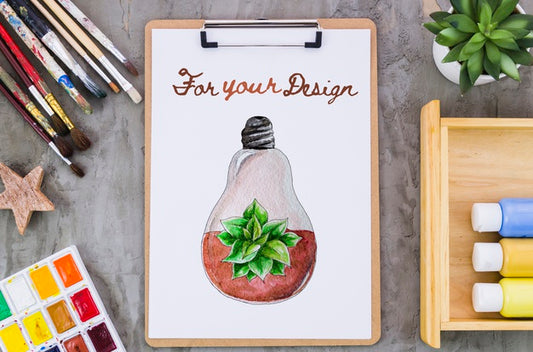 Free Clipboard With Realistic Drawing Psd