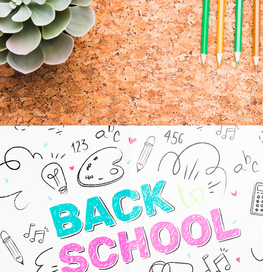 Free Close-Up Back To School Drawing Mock-Up Psd