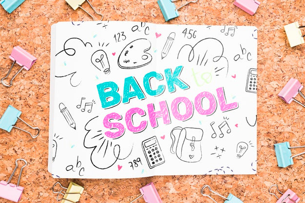 Free Close-Up Back To School Drawing Next To Clips Mock-Up Psd
