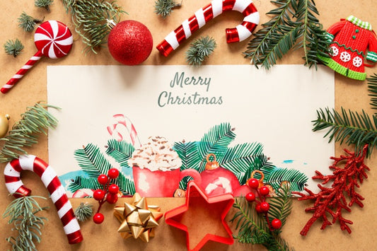 Free Close-Up Christmas Concept With Mock-Up Psd