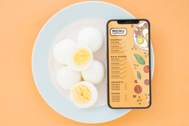 Free Close-Up Eggs With Phone Mock Up Psd