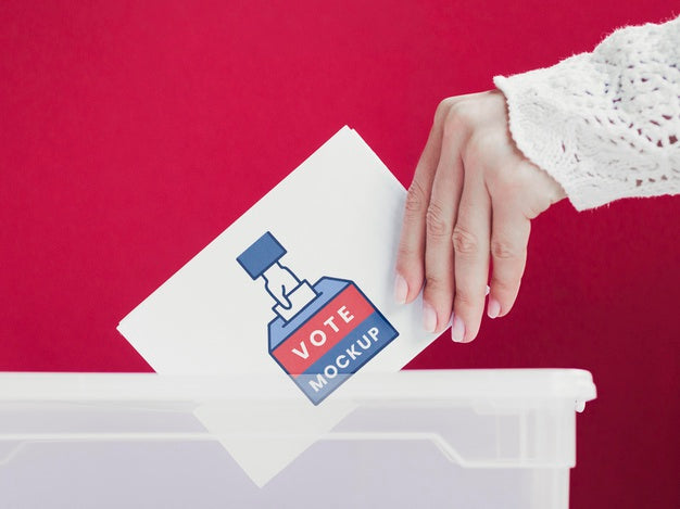 Free Close-Up Female Putting Ballot Mock-Up In Box Psd