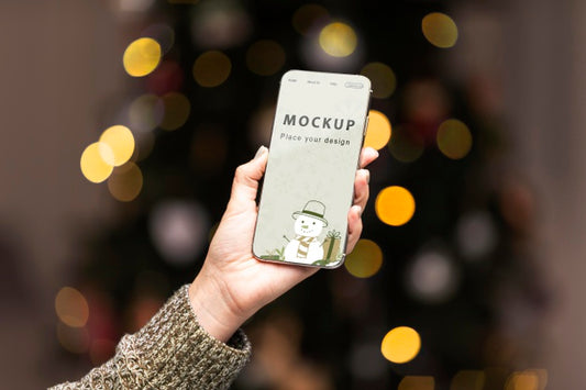 Free Close-Up Hand Holding Phone Mock-Up Psd