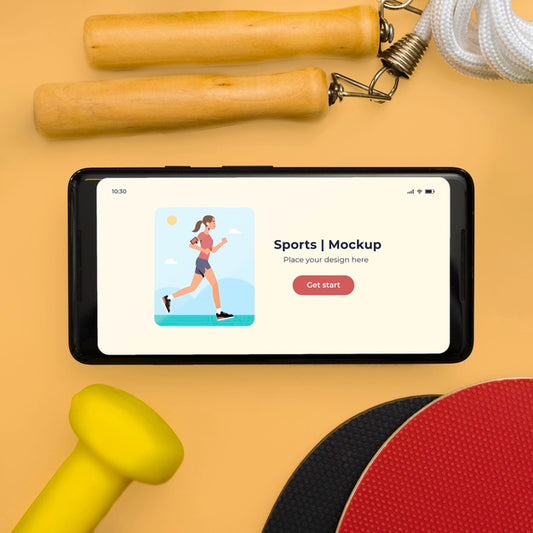 Free Close-Up Mobile And Sport Equipment Psd