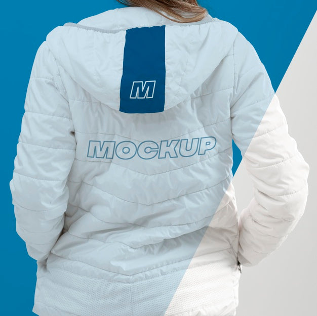 Free Close Up Model With Jacket Back View Psd