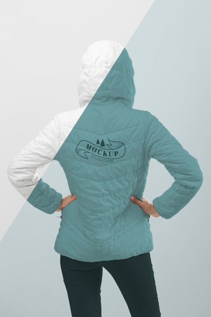 Free Close Up Model With Winter Jacket Psd