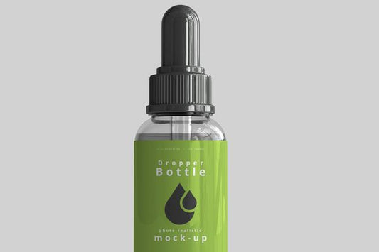 Free Close-Up Of A Clear Glass Dropper Bottle Mockup Psd