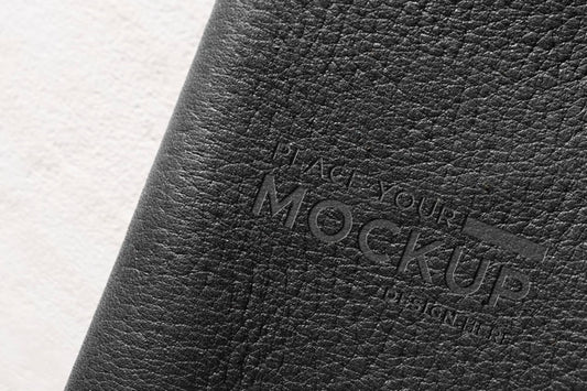 Free Close-Up Of Black Leather Mock-Up Psd