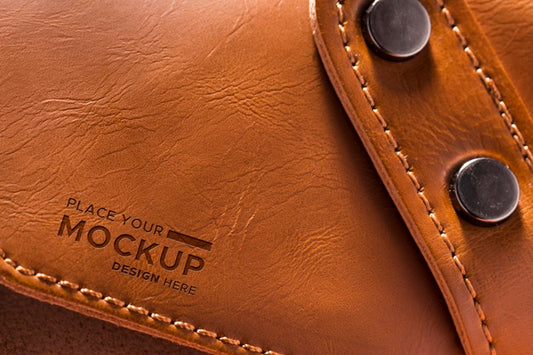 Free Close-Up Of Brown Leather With Strap And Buttons Psd