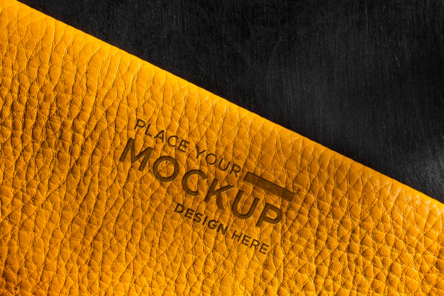 Free Close-Up Of Yellow Leather Mock-Up Psd