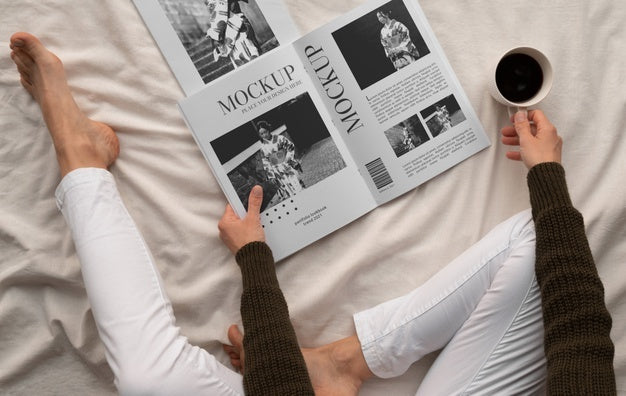 Free Close Up On Magazine In The Bedroom Psd