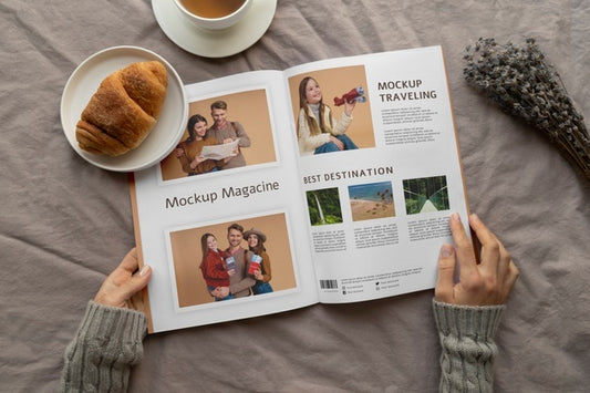 Free Close Up On Magazine In The Bedroom Psd