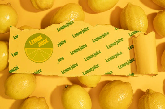 Free Close-Up Organic Lemons With Mock-Up Psd