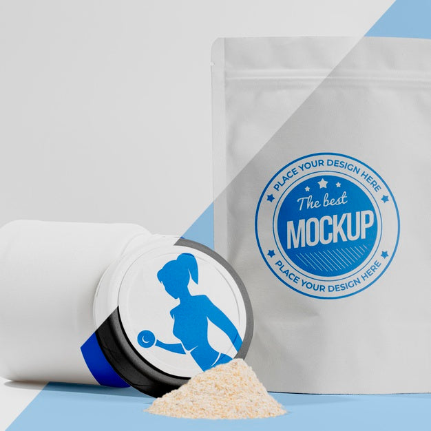 Free Close-Up Pile Of Protein From Blue Container Psd