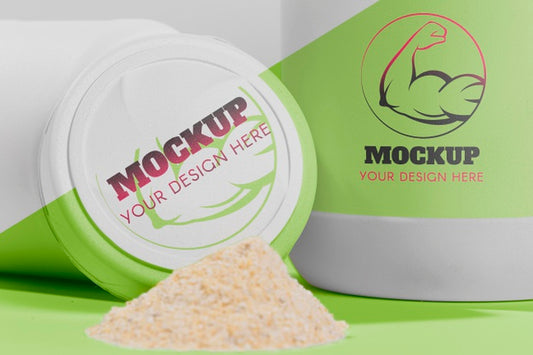 Free Close-Up Pile Of Protein From Green Container Psd