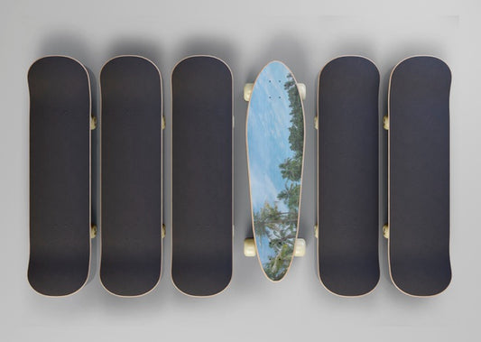Free Close-Up Set Of Skateboards With Mock-Up Psd