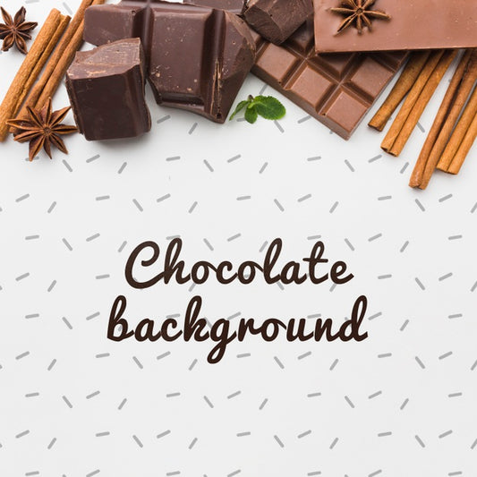 Free Close-Up Sweet Chocolate With White Background Mock-Up Psd